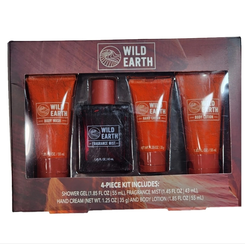 Wild Earth 4 Piece Kit Shower Gel, Fragrance Mist, Hand Cream & Body Lotion